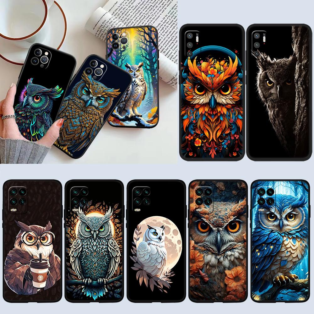 RE16 Cartoon Art Owl Shell Phone Case for Samsung Galaxy Note 10 20 S23 S24 S25 Ultra FE Plus Edge Lite A02S A35 A07 A17