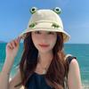 RICYGVM Funny Frog Fisherman Hat For Women Sunscreen Bucket Hat Unisex Wide Brim Sunshade Panama Basin Cap Cute Cartoon Visors