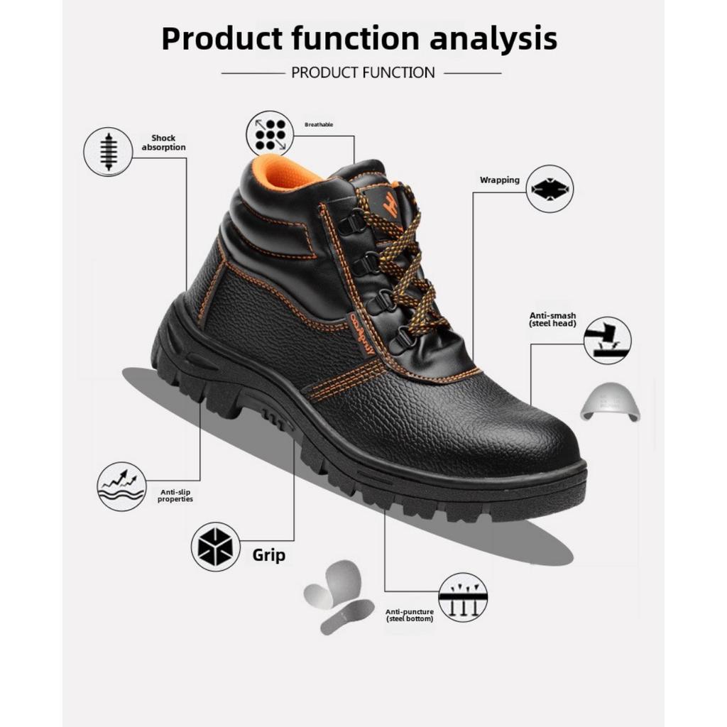 Обувь для страхования труда, мужская обувь с высоким берцем, устойчивая к ударам и проколам, защитная обувь для строительных площадок, рабочая обувь с резиновой подошвой