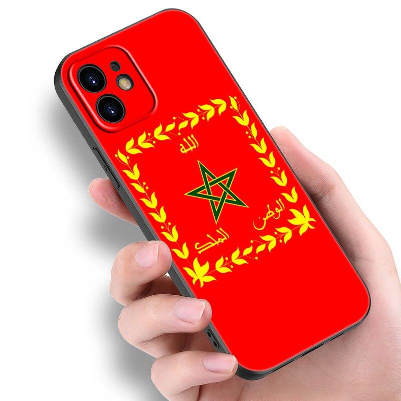 Чехол с гербом и флагом Марокко для Apple iPhone iPhone 14 13 12 Mini 11 Pro Max 7 8 XR X XS 7 8 Plus SE 2020 2022, черный чехол