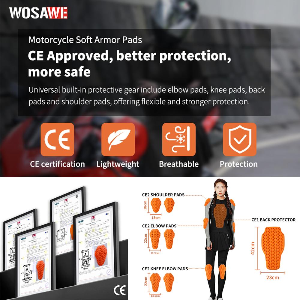 Wosawe Одобренные CE ПУ съемные и сменные наплечники для мотоцикла Наплечники для мотокросса Мягкие наплечники Защитные накладки