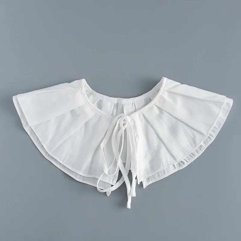 Women White Shoulder Wraps Lapel Fake Collar Tie Ladies White Shawl Sweater Wrap Detachable False Collar Clothes Accessories