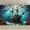 1pc, 2Dflat, underwater shipwreck and marine life backdrop banner, for photography, indoor/outdoor decoration, wsj