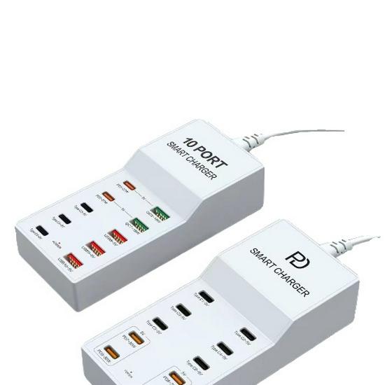 72-ваттная умная многопортовая USB-зарядная станция для быстрой зарядки телефонов Android, Apple, Type-C