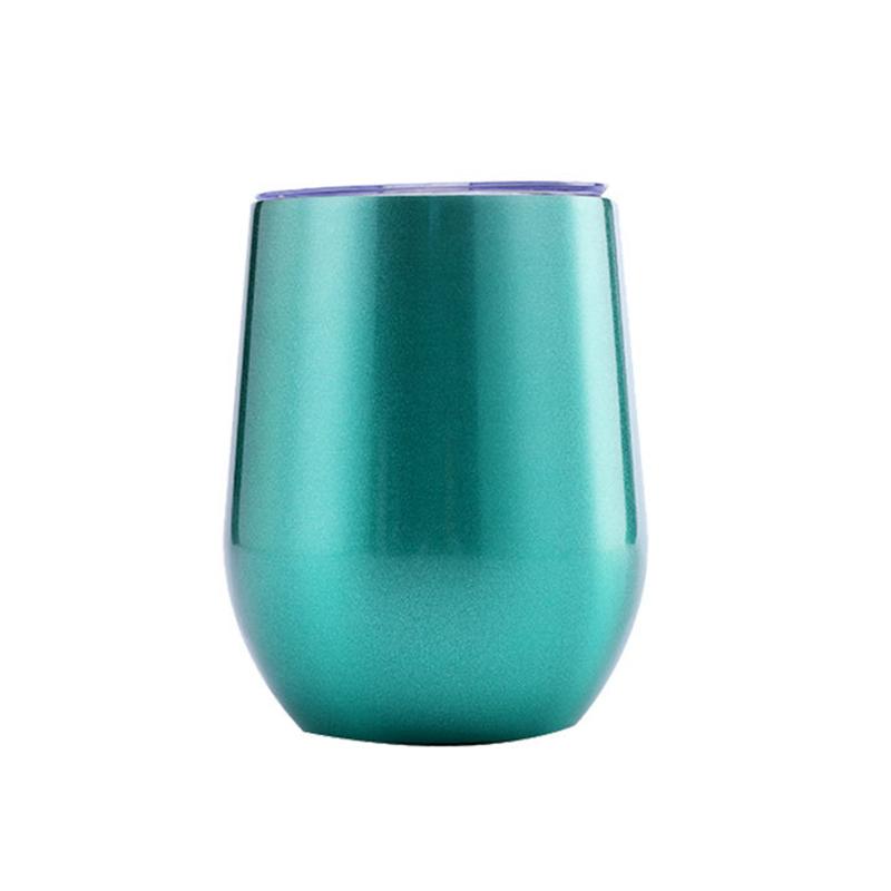 Custom 12oz Stainless Steel Double Layer Eggshell Insulated Vacuum Thermos Coffee Cup Outdoor Mini Egg Shaped Cup Mug with Lid