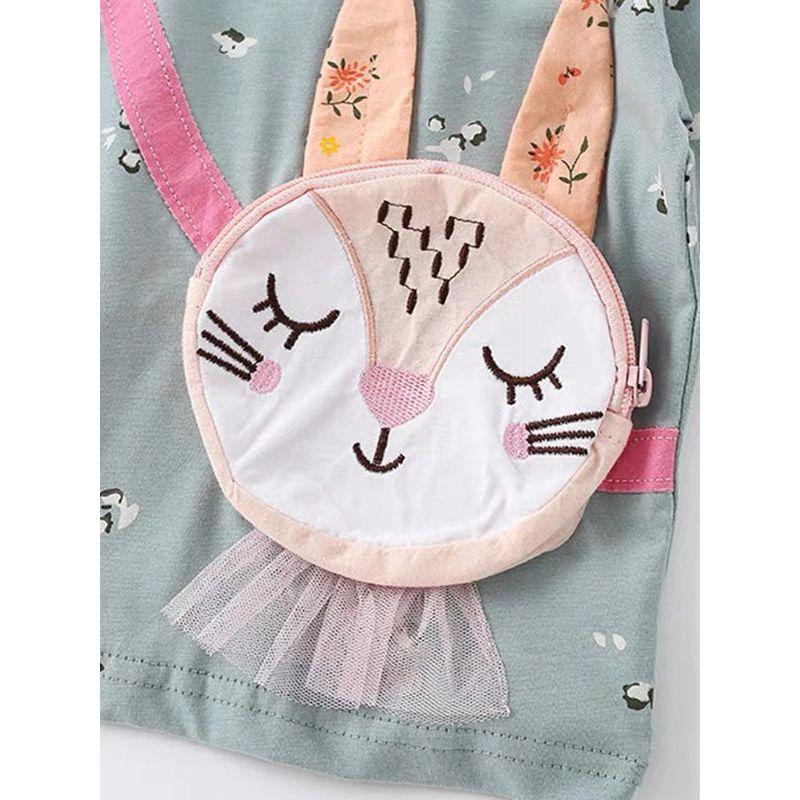 Cartoon-Style Girls' T-Shirt, New Spring Fashion, Stylish Three-Dimensional Outerwear, Pure Cotton, Cute Rabbit Embroidery, Base Shirt