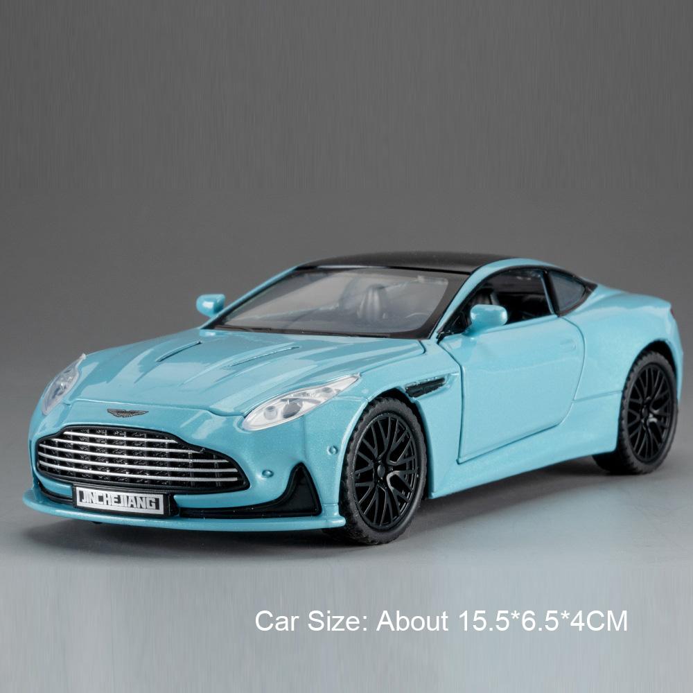 1:32 Scale Vulcan Safety Car DB12 Model Toy Metal Body Rubber Tires Sports Cars Models Sound Light Pull Back Toys Gift for Child