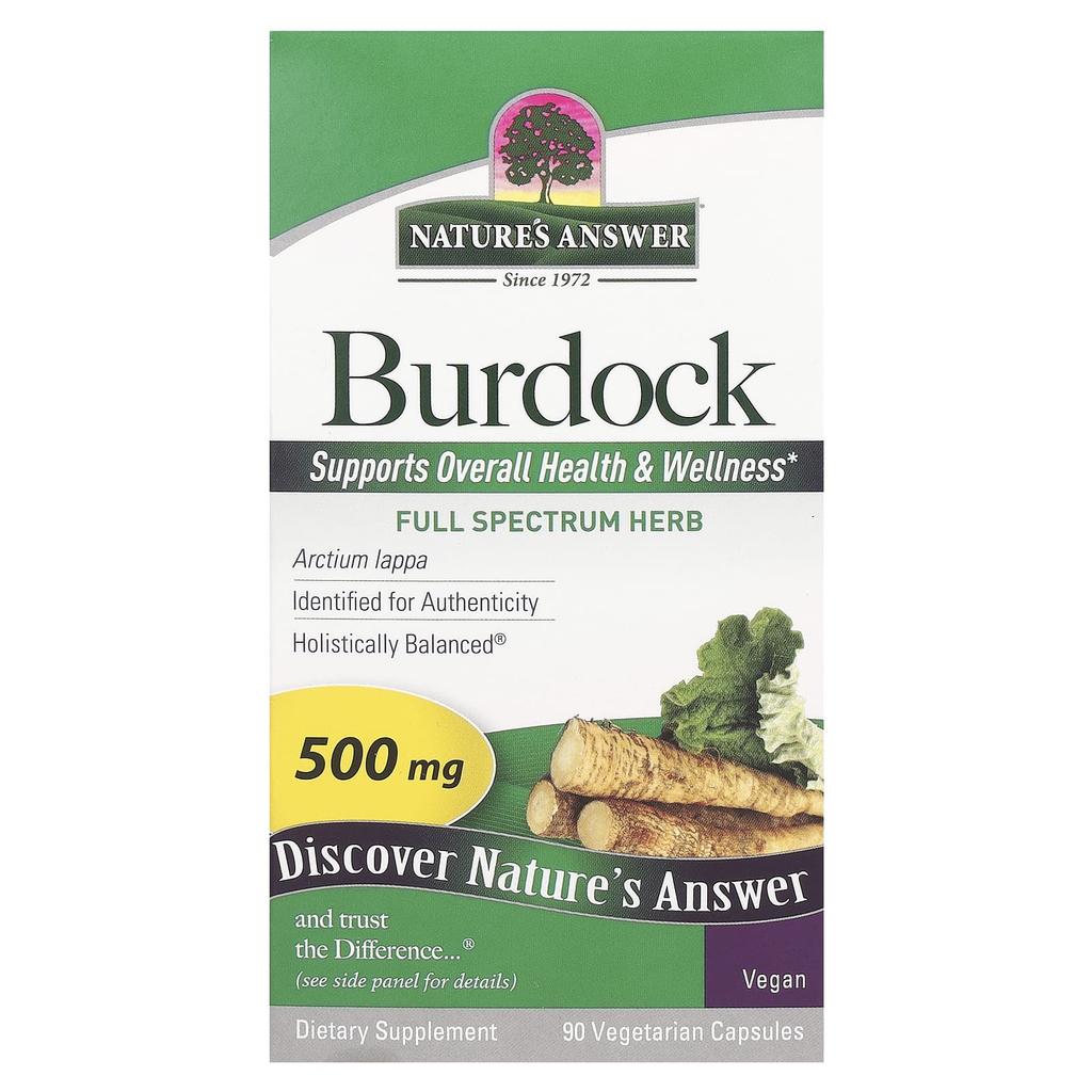 Nature's Answer Burdock, Full Spectrum Herb, 500Mg, 90 Veggie Caps
