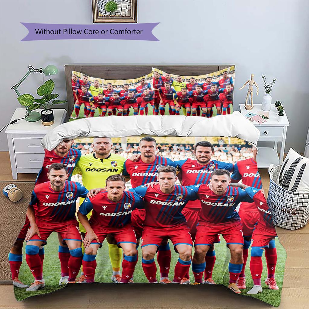 Viktoria Plzen Football Club Pattern Bedding Home Decoration Birthday & Festival Gift (1 * duvet cover + 2 * pillowcase, without core)