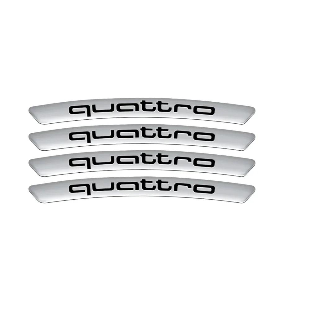 4pcs Aluminum Car Wheels Rims Badges Stickers Decals For Audi Sline A3 A4 A4L A5 B3 B4 B5 B6 B7 B8 RS3 Quattro C5 C6 C7 A1 Q7 Q6