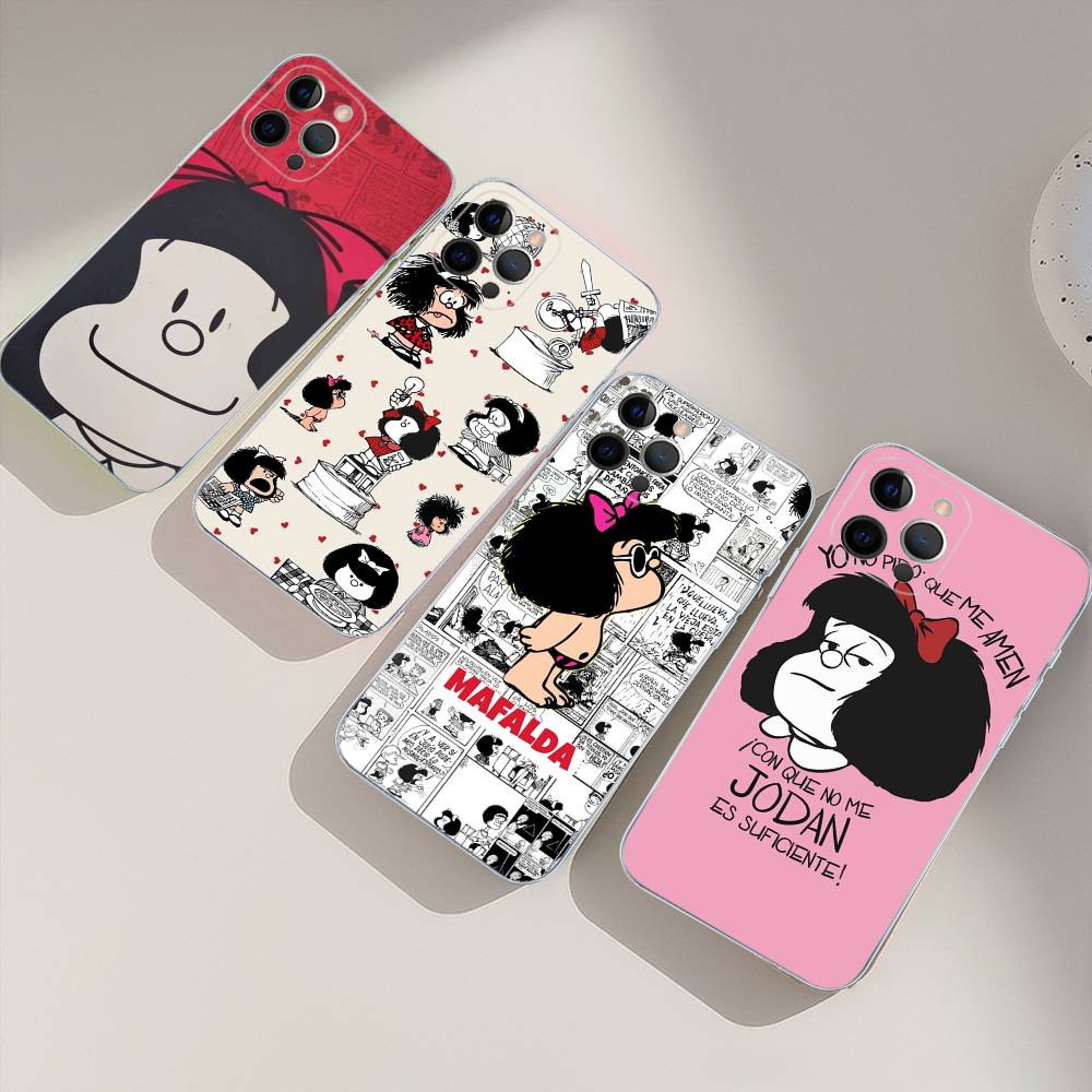 Популярный мультфильм М-Мафальда для IPhone 17 16 15 14 13 12 11 Pro Max Plus Прозрачный Мягкий ТПУ Чехол для Телефона