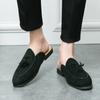 New Suede Leather No Follow-up Shoes Men's Casual Luxury Brand Handmade Comfort Home Loafers Men Slip-On Half Slippers Loafers