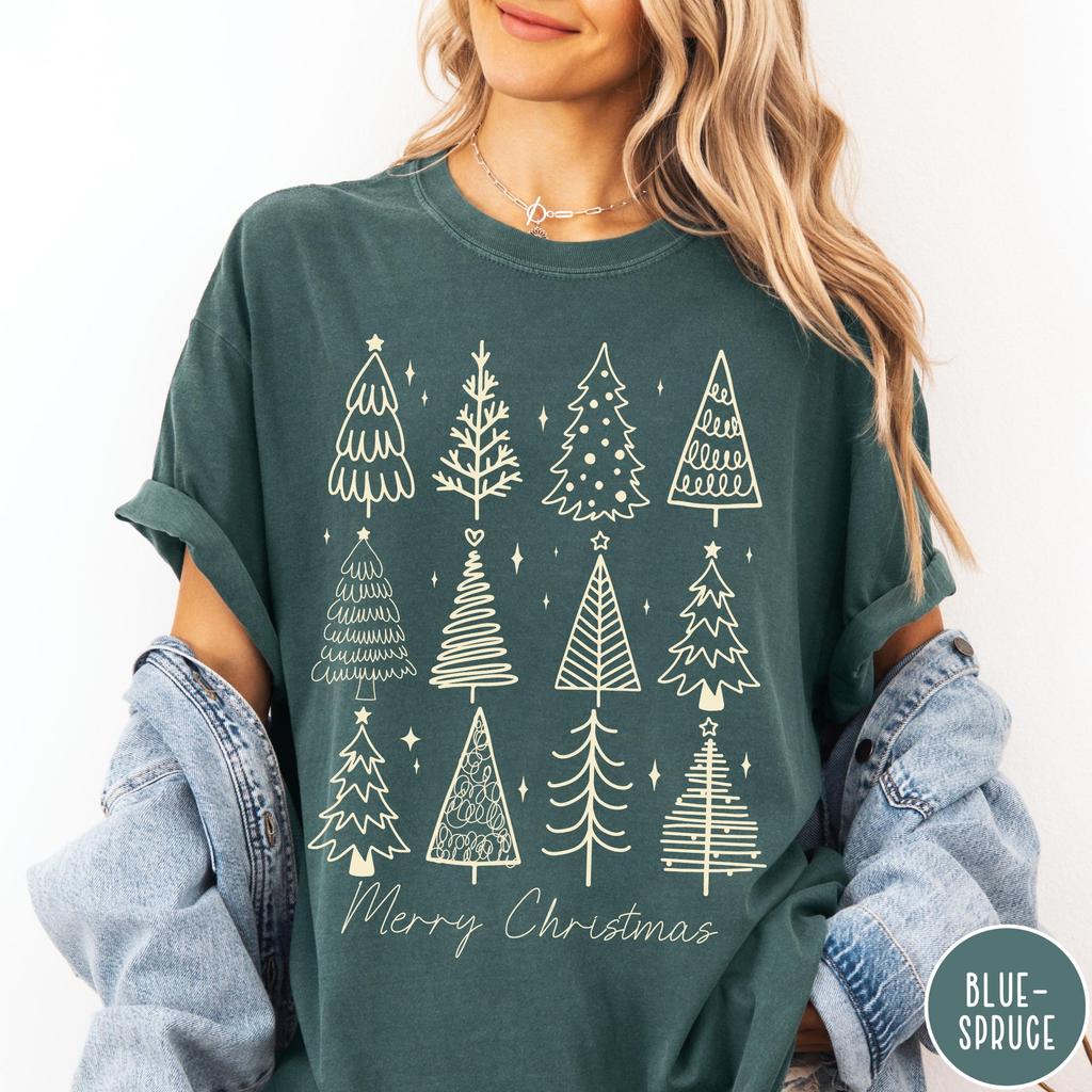 Vintage Christmas Tree Shirt, Retro Christmas Aesthetic, Women's Christmas Shirt