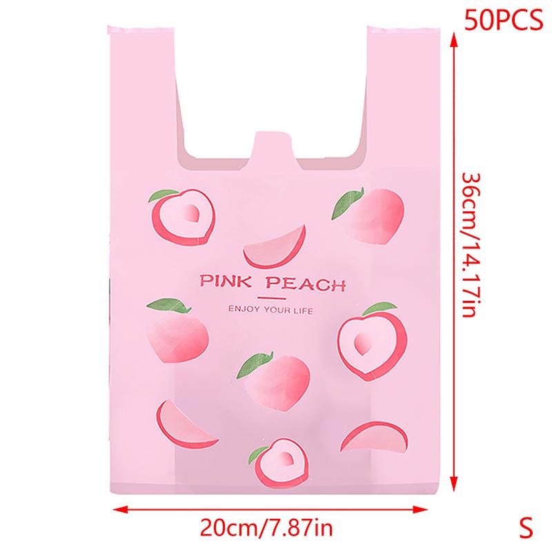 50 шт. Милые фруктовые пластиковые пакеты для выноса с ручкой, упаковка для еды, розничная торговля, супермаркет, продуктовый шоппинг, хранение дома
