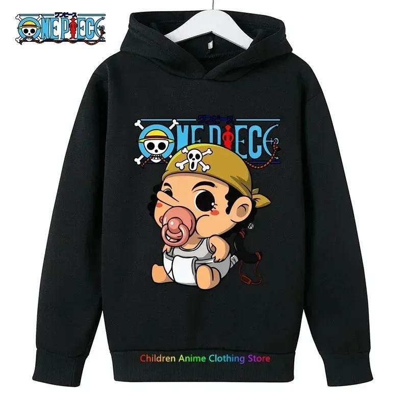 Spring Autumn One Piece Hoodie for Boys Anime Luffy Hoodie Sweatshirt Kids Coat Men's Clothing Sudaderas