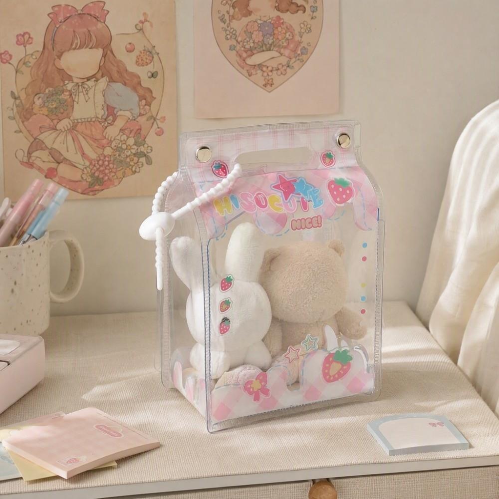 PVC Material Milk Box Doll Storage Bag with Clear Window Doll Display Bag Backpack Pendant