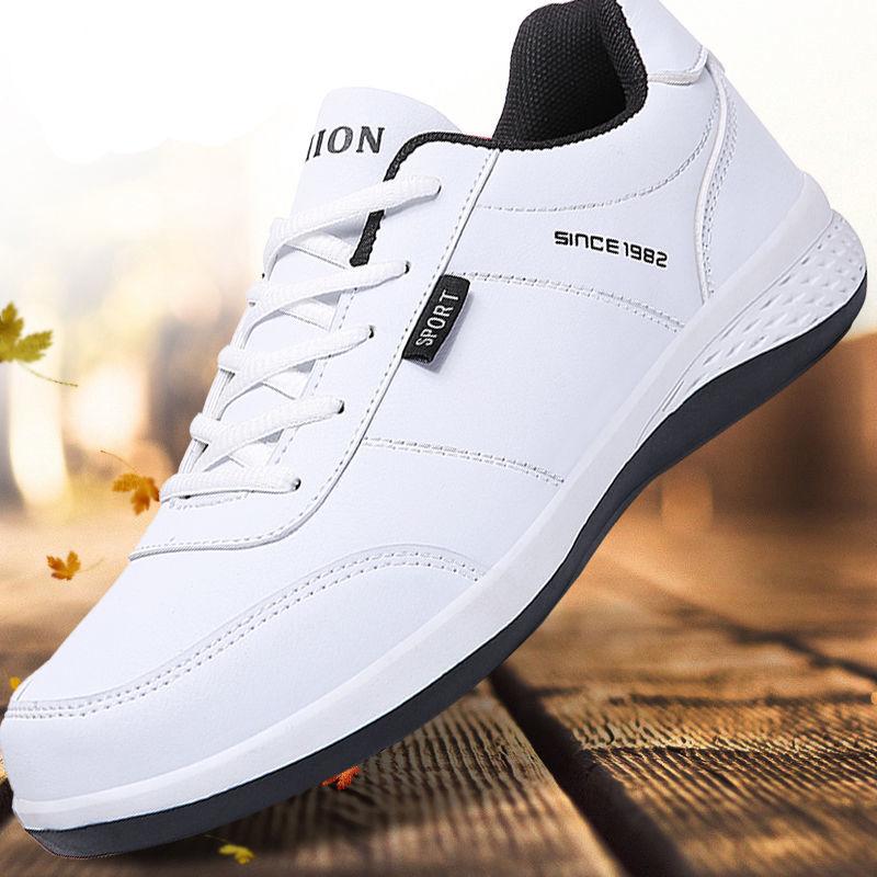 WTEMPO Brand Trendy Leather Upper Waterproof Hundred Casual Men's Board Shoes Running Fitness Shock-absorbing Wear-resistant Sneakers