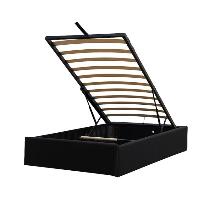 Lit Coffre - Manon - 90x190 cm - 12 Lattes - Noir - Design Contemporain