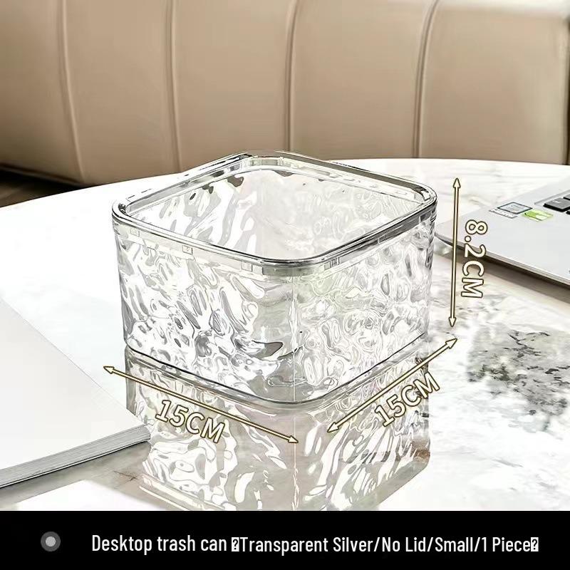 Compact Desktop Trash Bin with Lid, Press-Type Pop-Up Wastebasket for Kitchen, Dining, or Office Use