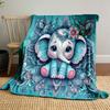 Cute Elephant with Mandala Patterns print blanket soft and cozy perfect for the living room bed sofa or a nap,gift