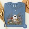 Cute Ghost In Wildflower Meadow Shirt, Floral Ghost Halloween Tee, Cottagecore Fall Gift, Pressed Flower Ghost Shirt, Cute Fall Tee