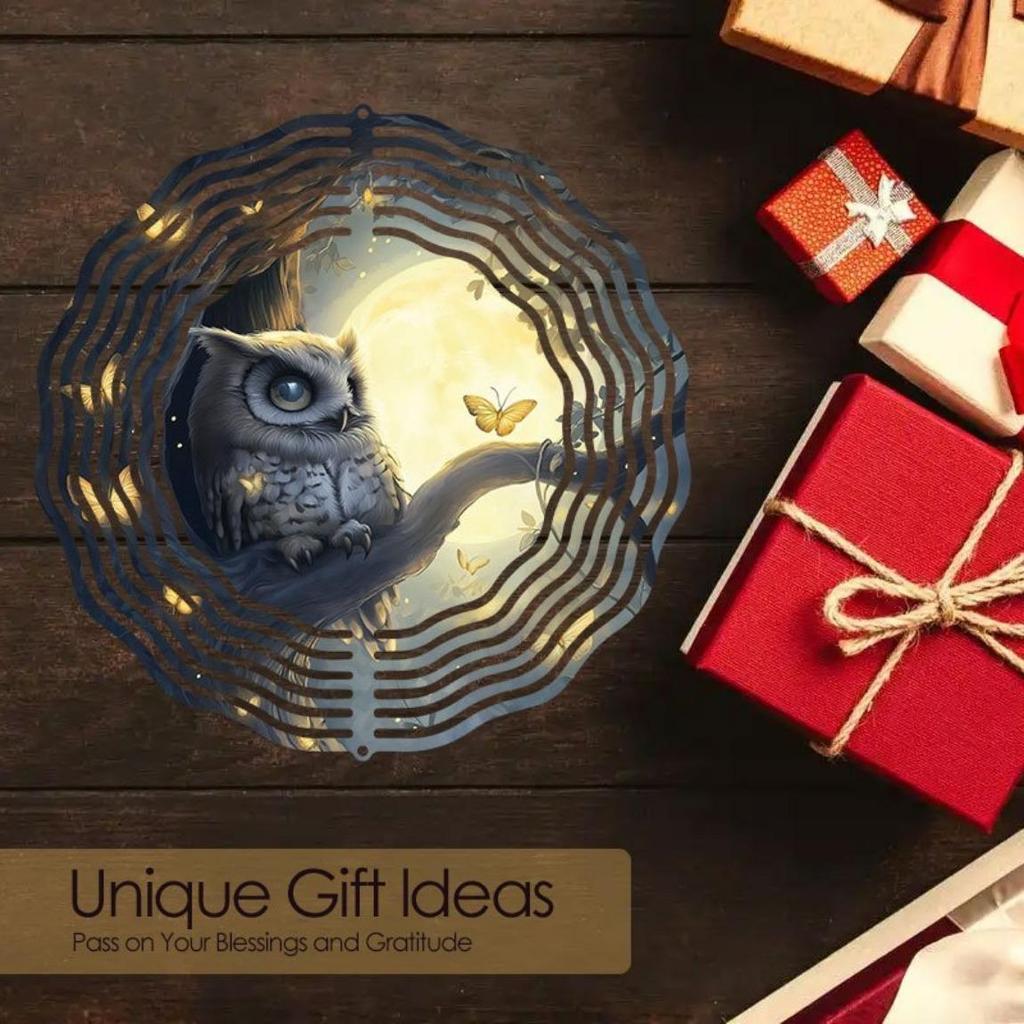 Металлический ветряной спиннер в виде совы с бабочками для сада, патио, двора, уличного декора. Не требует батареек. Подвесное искусство