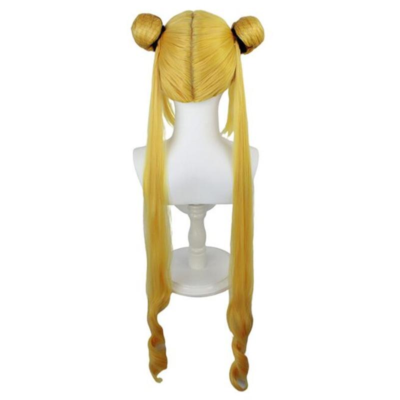 Парик для косплея Серены Цукино Усаги Энни 130 см, блонд, серебристый, двойные длинные хвостики, термостойкие синтетические волосы, парики + шапочка для парика