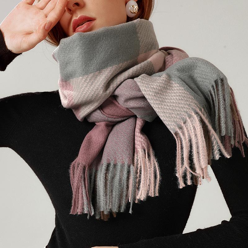 NEW Fashion Cashmere Women Plaid Scarf Winter Warm Shawl and Wrap Bandana Pashmina Female Foulard Long Thick Blanket