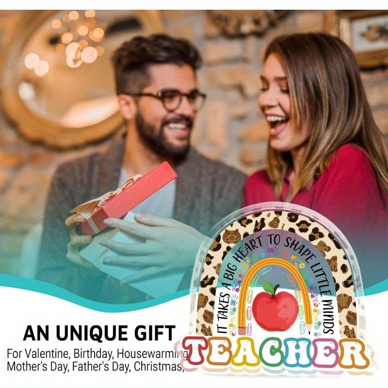 2D Flat Teacher Appreciation Acrylic Block Plaque, Rainbow Design, Suitable for wall decoration, porch, room, villa, accents Home, Hallway, or Workpla