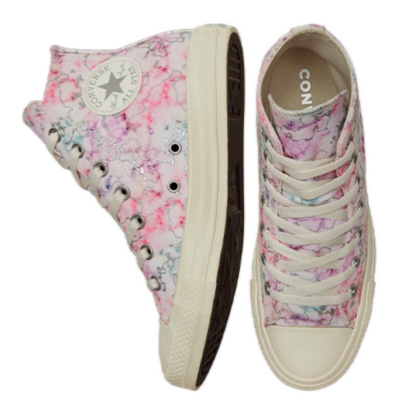 Converse Chuck Taylor All Star Marble Print Comfortable & Versatile High Top Espadrilles Women's Pink