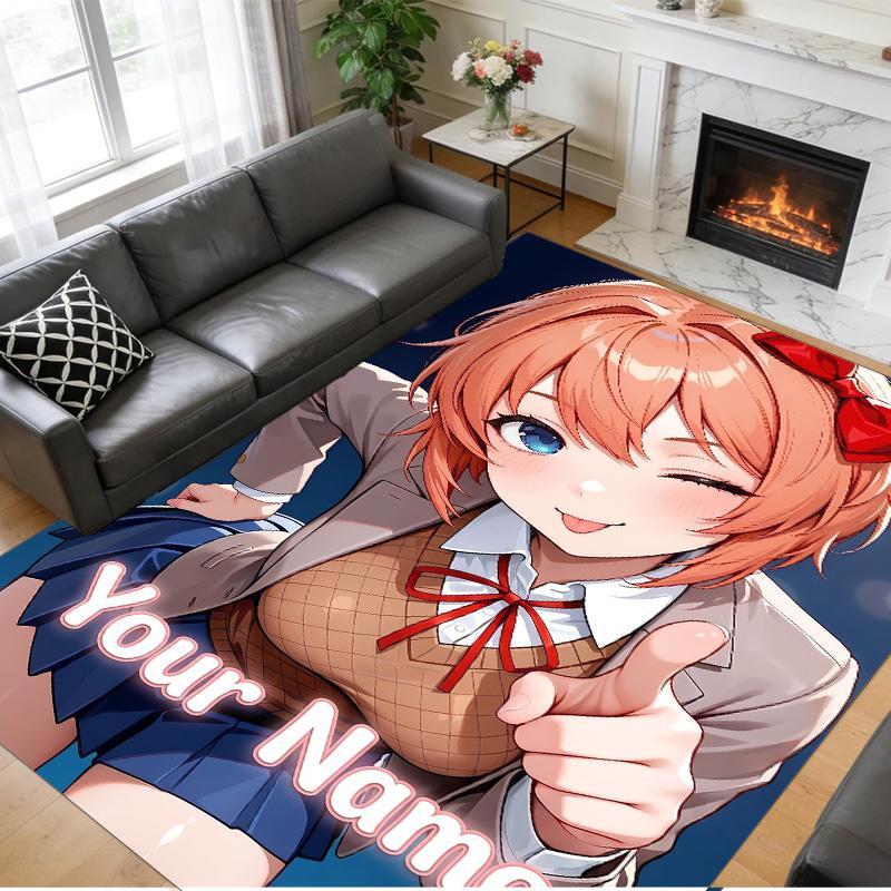 Crystal Velvet Rug Custom Name Text, Soft Non Slip Floor Mat Home DecorDoki Doki Literature Club