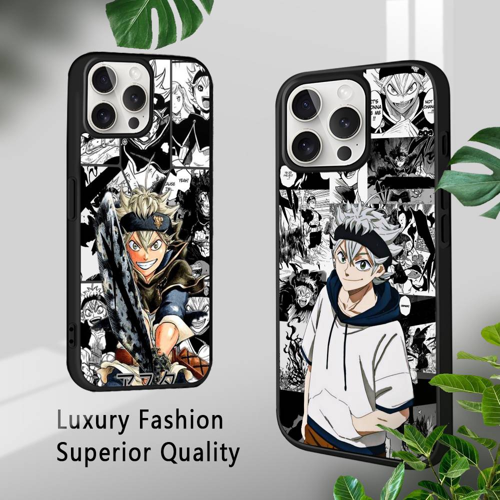 Anime B-Black C-Clover Phone Case For iPhone 16 15 14 13 12 11 Pro Xs Max Mini Plus Celulares Hard Funda