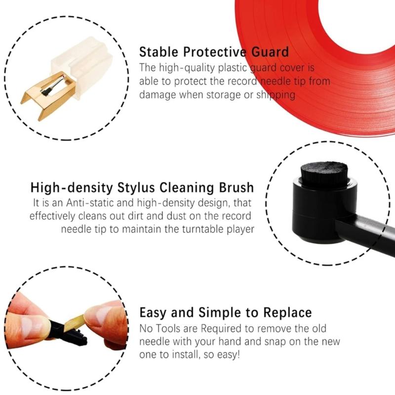 Щетка для чистки иглы проигрывателя с алмазным наконечником, деталь фонографа, замена иглы, пластиковая текстура для проигрывателей