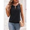 Ladies' Elegant Sleeveless Vest -Semi Transparent Round Neck Lightweight Top, Medium Stretch Casual, Sleeveless Butterfly Pattern, Non Transparent