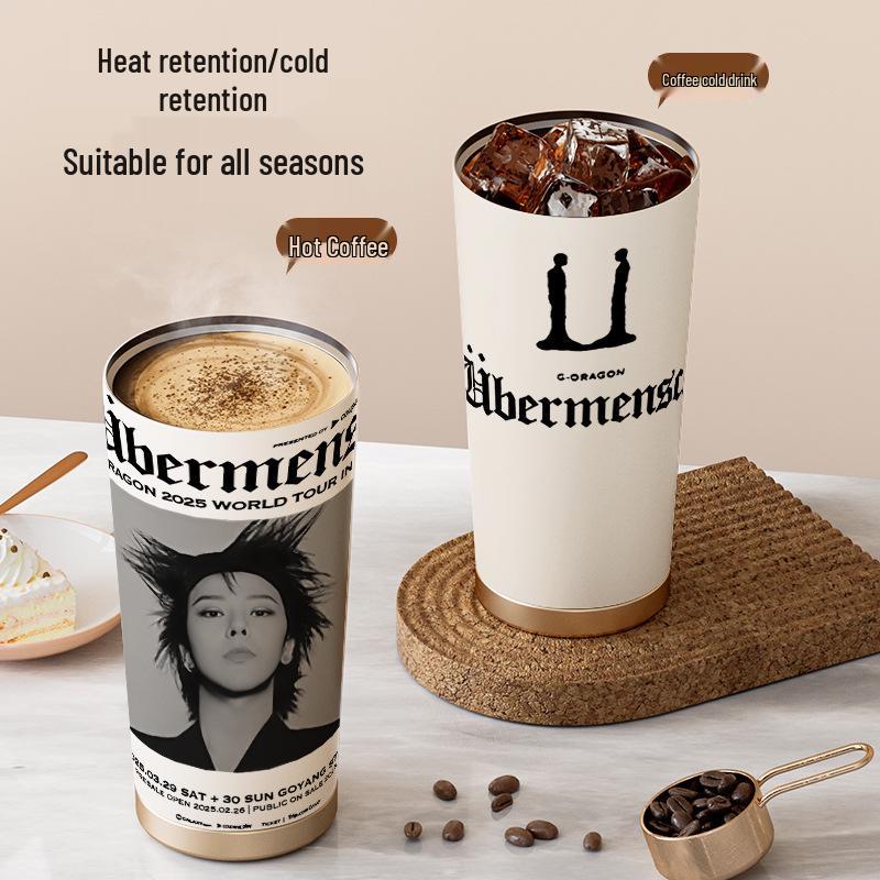 Термокружка из нержавеющей стали G-Dragon, большая емкость, дизайн с ромашками