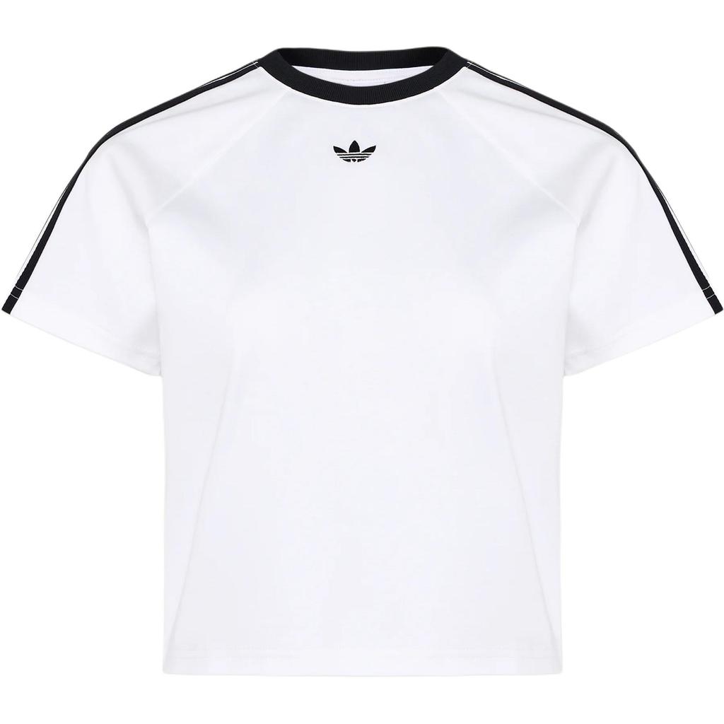 adidas Оригинальная вязаная полосатая повседневная спортивная футболка с коротким рукавом Cali Baby Женские топы KT7793