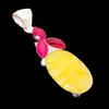Yellow Aventurine, Ruby Gemstone 925 Sterling Silver Jewelry Pendant 2.56" AH-5190