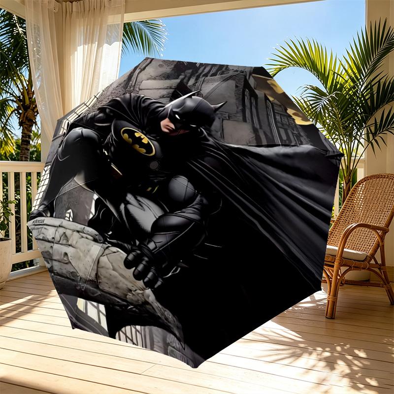 Batman Print Automatic Open Close Umbrella, Portable Foldable Umbrella, for Outdoor Commute Camping Trip, Ideal Birthday Gift