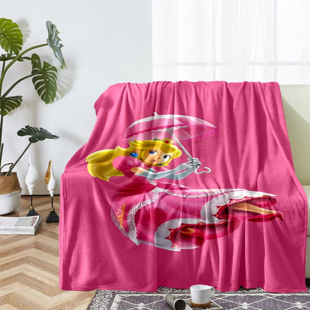 Princess Peach Theme Printed Blanket - Perfect for Couch, Bed, Travel & Outdoor Use | Machine Washable, Cozy & Durable.
