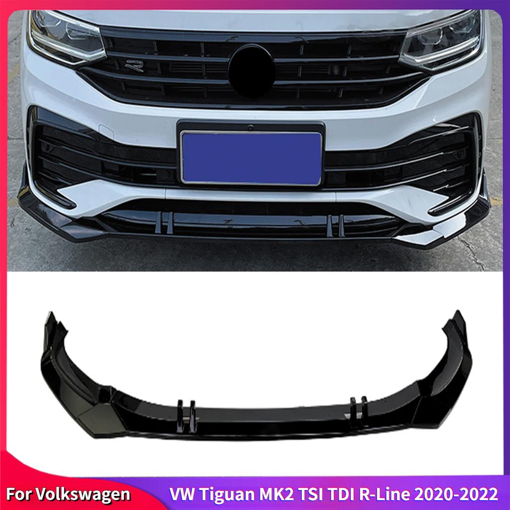 For Volkswagen VW Tiguan MK2 TSI TDI R-Line 2020-2022 Car Front Bumper Lip Spoiler Splitters Body Kits Aprons Cover Guard Tuning