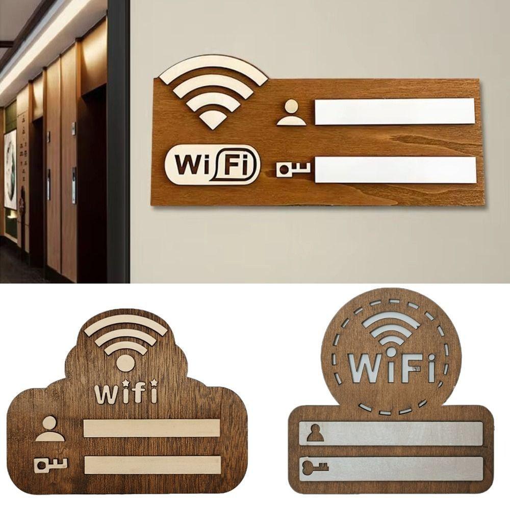 Wall Mounted WiFi Wall Stickers Wooden WiFi Signage Vintage WiFi Password Sign Home Decor