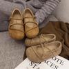 Girls Moccasins Soild Color Retro Kids Flats Round Toes Non-slip 2025 New Children Leather Shoes Korean Style Soft Sole Chic