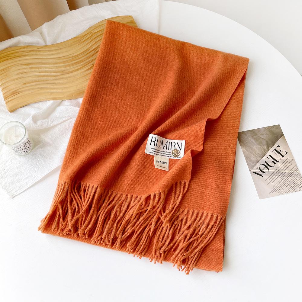 Solid Color Imitation Cashmere Scarf Women's Metal Standard Shawl Women's High-grade Relaxation Camel-colored Warm Scarf