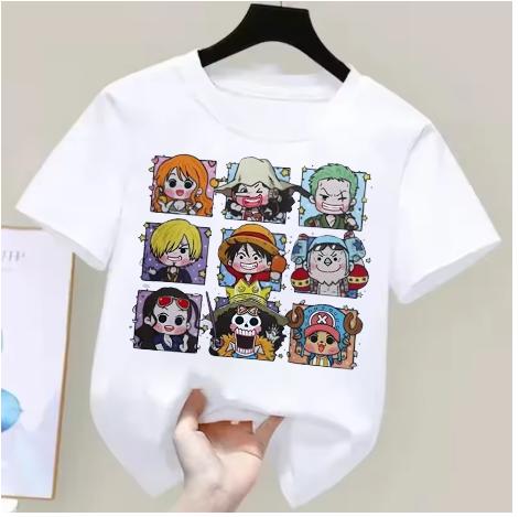 One Piece Boys and Girls Tshirt Summer Childrens Anime Tshirt Cute Clothes Fashion Cartoon Tshirt Birthday Gift Top