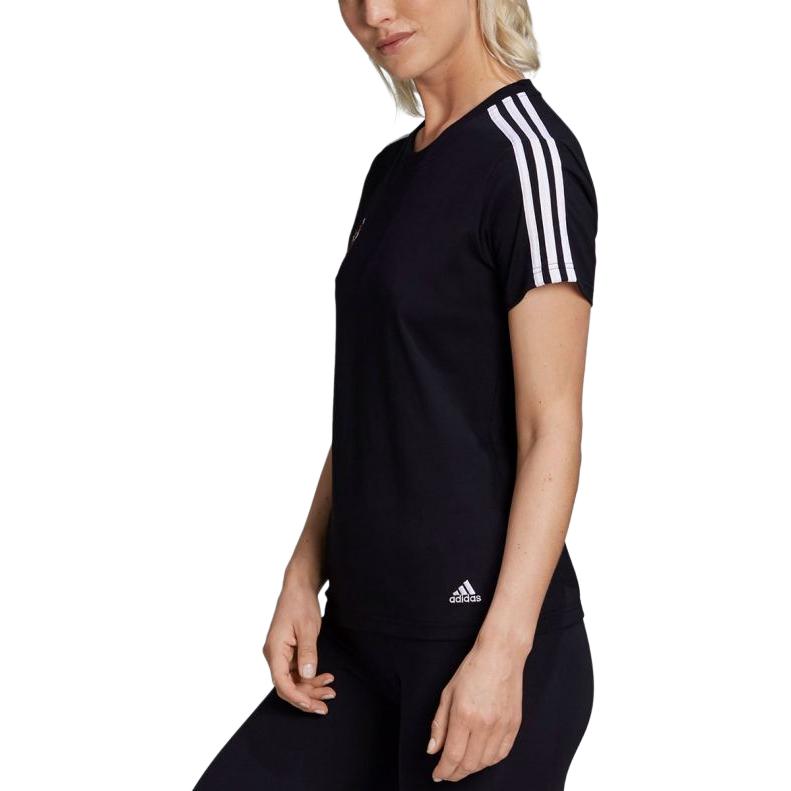 adidas Футболка женская с коротким рукавом и принтом логотипа и мультфильма, дышащая, спортивная, повседневная, черная GQ0908