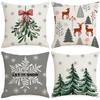 Christmas Linen Throw Pillow Cover Christmas Tree Snowflake Holiday Home Decor Gift Sofa Cushion Cushion Cover