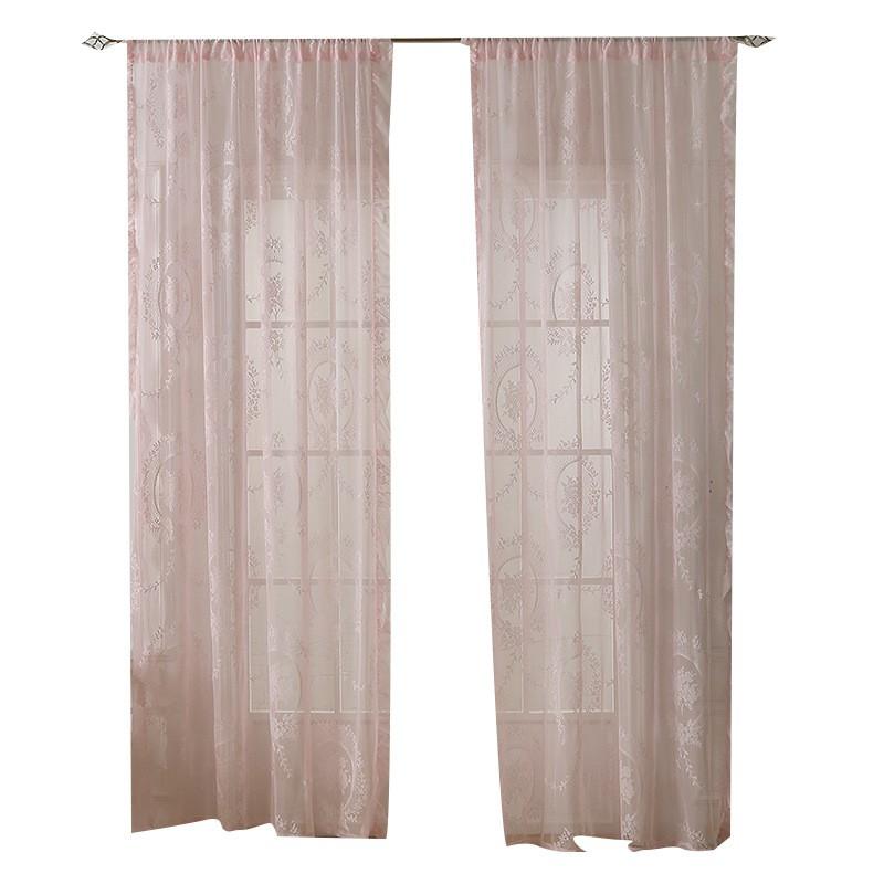 French Country Lace Sheer Curtain With Floral Mirror Semi-Sheer Living Room Bedroom Balcony Window