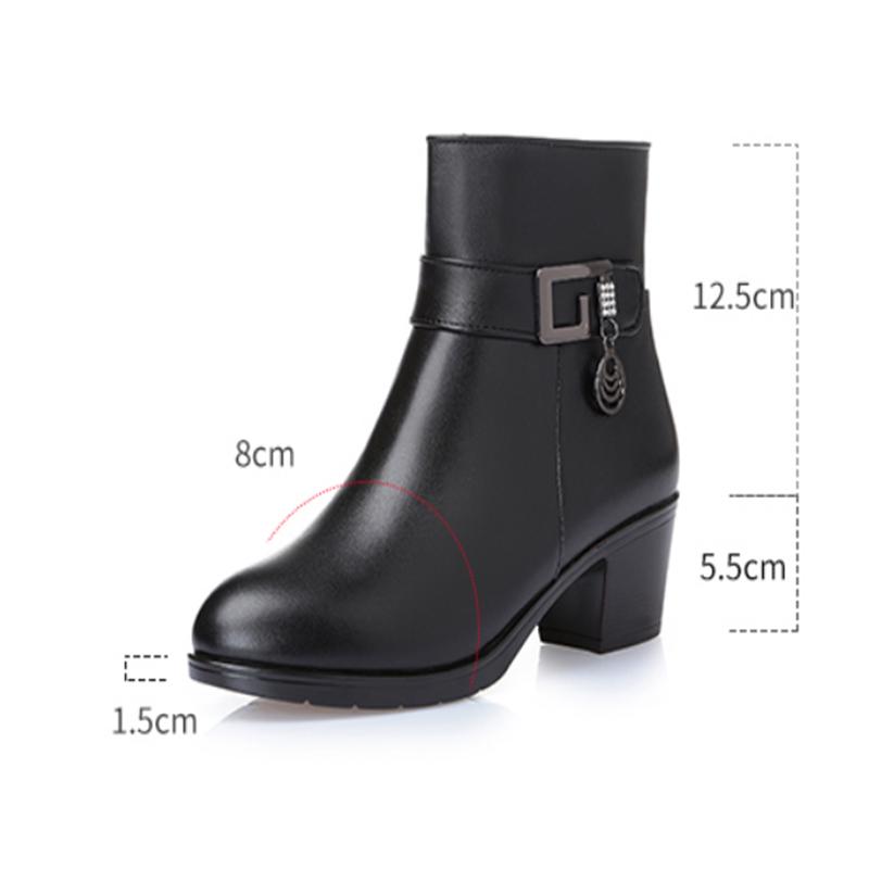 Winter Women's Boot Natural Genuine Leather Wool Warm Female Snow Boot Fashion Booties Women