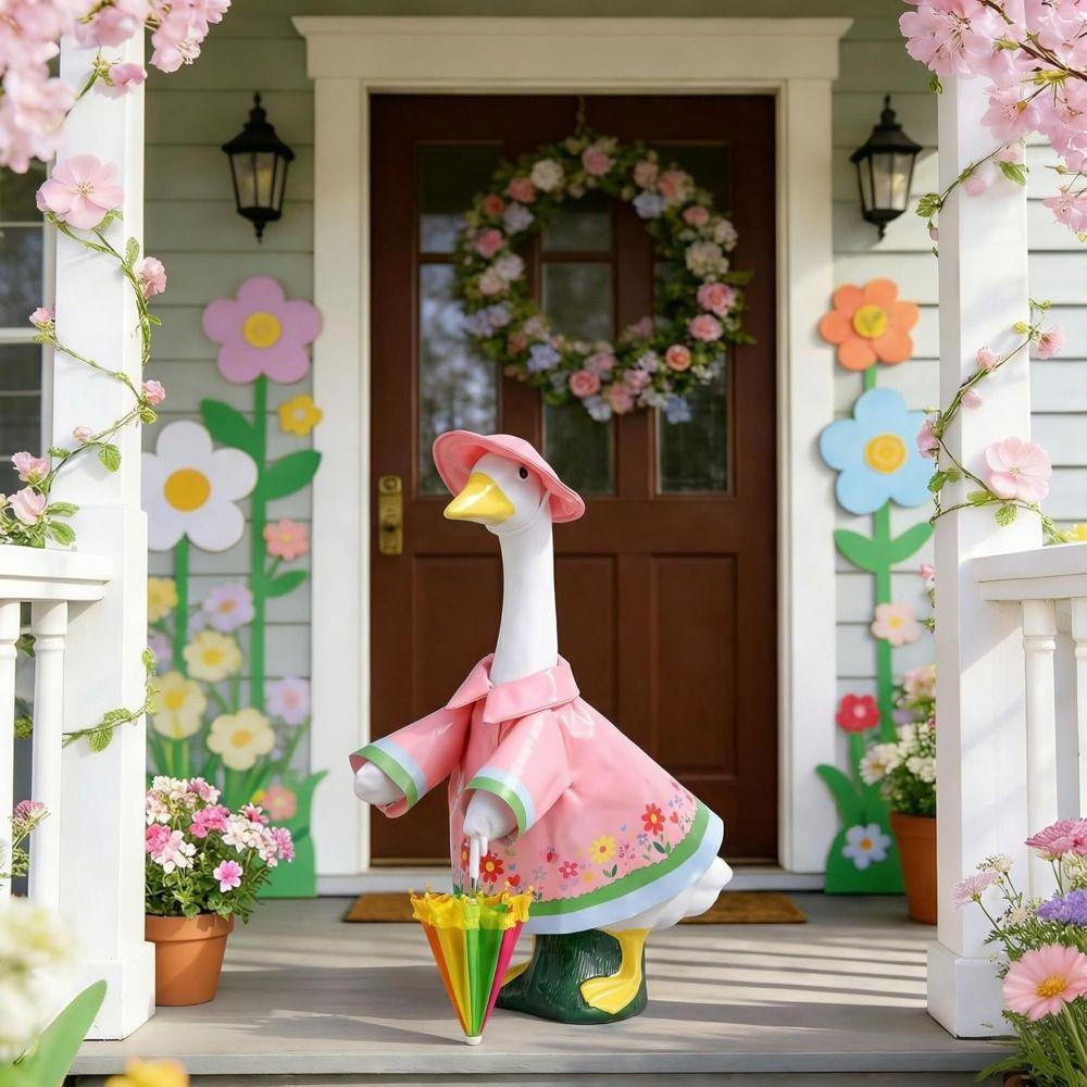 Raincoat Style Lawn Goose Costume Porch Design Garden Decoration Outfit Patio Decoration