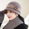 Осенне-зимняя уличная вязаная шапка из кроличьей шерсти женская толстая бархатная теплая бабушкина шапка модный стиль вязаная шапка